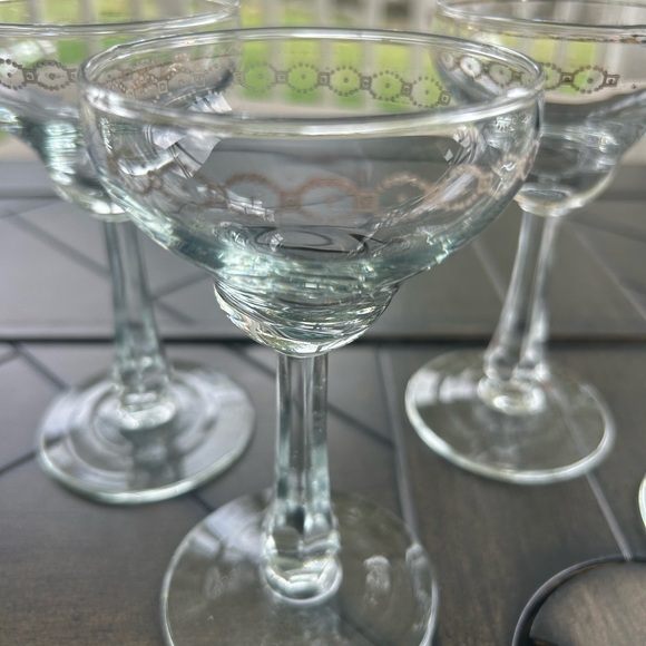 Vintage Heavy Crystal Champagne glass set of 5, gold Geo design, MCM, Cordials - Picture 6 of 9